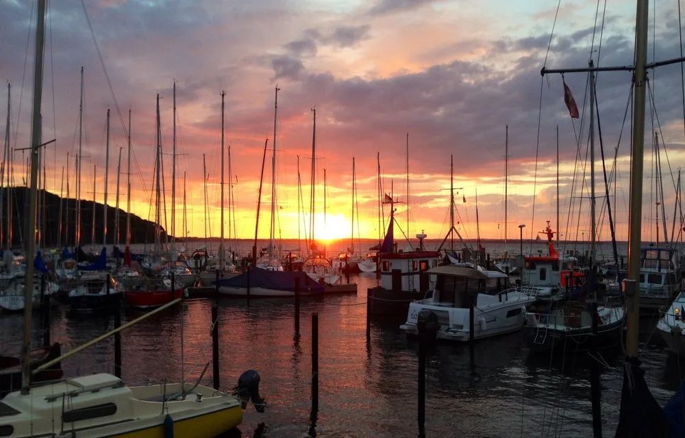 Langballigau Hafen bei Sonnenuntergang